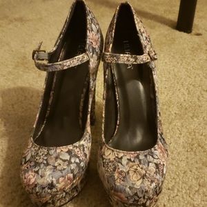 Floral High heel mary janes